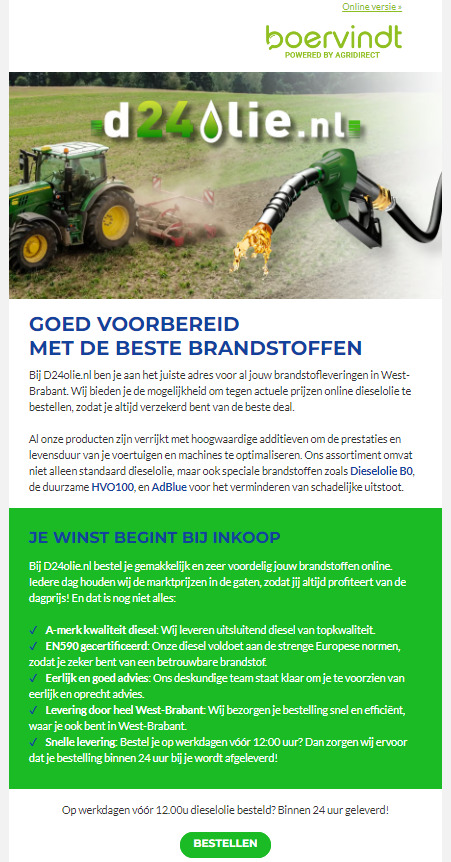 Boervindt emailmarketing Jora Oliehandel